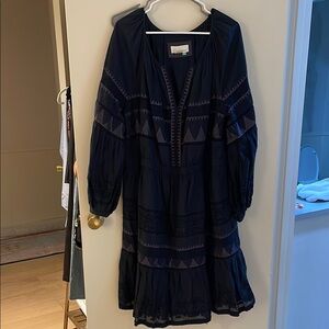 Anthropologie Navy Blue Bohemian Dress 2X